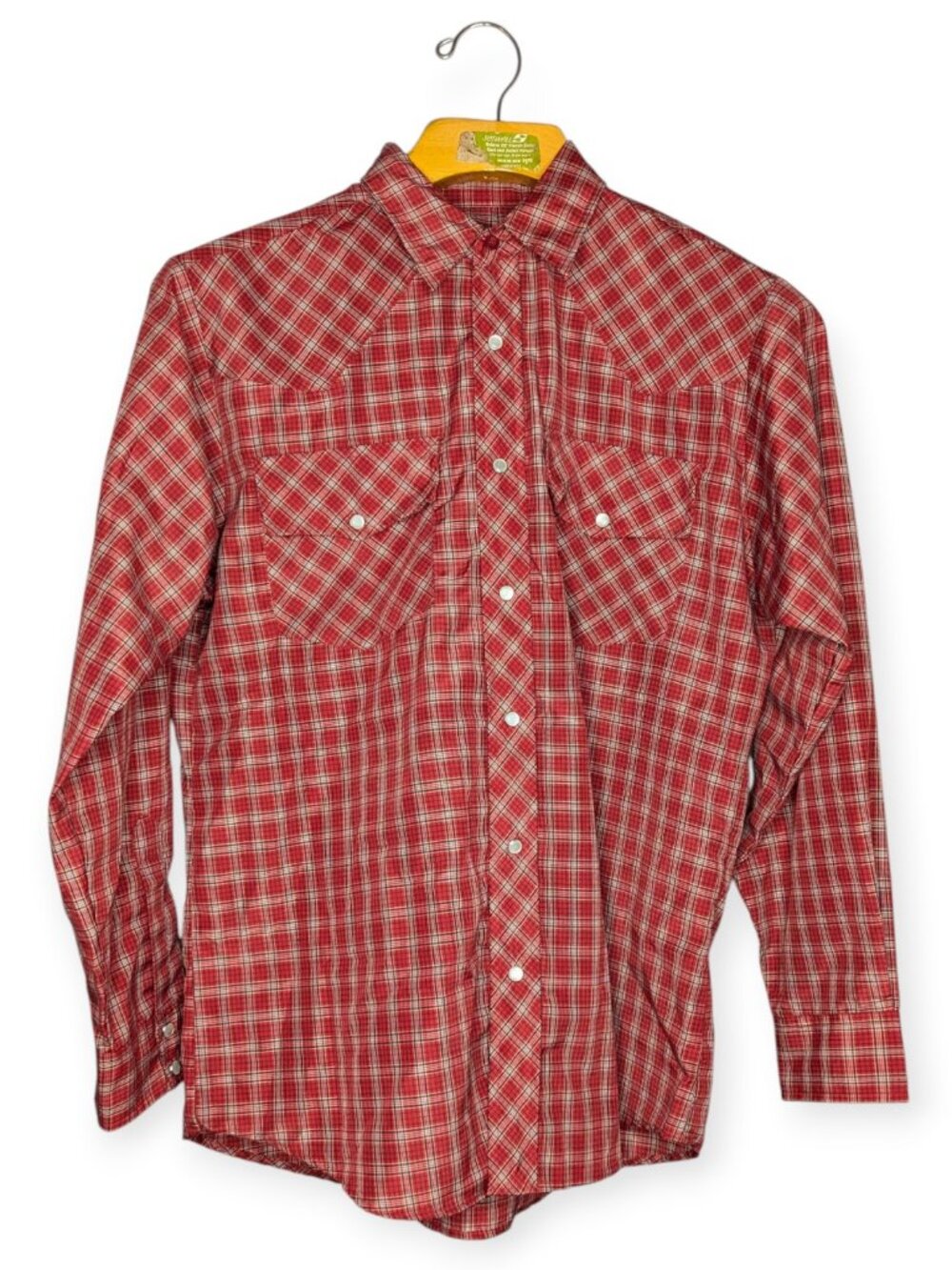 Haband Long Sleeved Snap Button Down Red Plaid Long Sleeve Shirt Size Medium